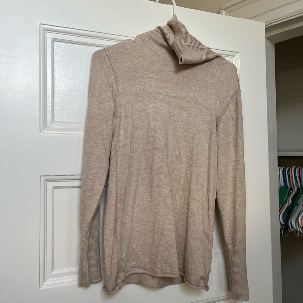 Beige long sleeve turtleneck